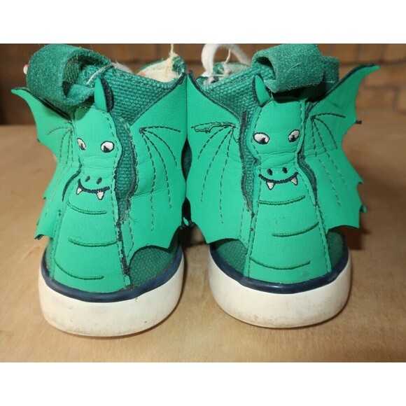Mini Boden Dragon High Top Sneakers Size 29 Little Boys 11 11.5 Green Zip Up Tie - Picture 2 of 7